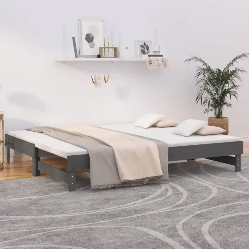 Multifunctionele slaapbank in massief grenenhout met diverse afmetingen - Grijs / 2x (80 x 200) cm - Bedden & bedframes