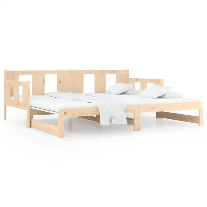 Multifunctionele slaapbank in massief Grenenhout met totale afmetingen - Bedden & bedframes