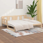 Multifunctionele slaapbank in massief Grenenhout met totale afmetingen - Bedden & bedframes