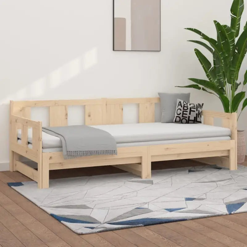Multifunctionele slaapbank in massief Grenenhout met totale afmetingen - Naturel / 90 x 190 cm - Bedden & bedframes
