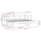 Multifunctionele slaapbank in massief Grenenhout met totale afmetingen - Bedden & bedframes
