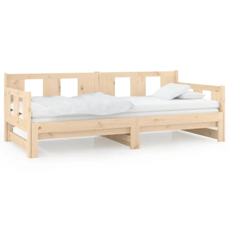 Multifunctionele slaapbank in massief Grenenhout met totale afmetingen - Bedden & bedframes
