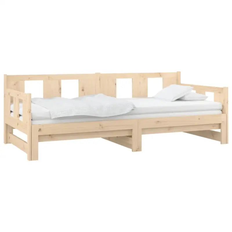 Multifunctionele slaapbank in massief Grenenhout met totale afmetingen - Bedden & bedframes