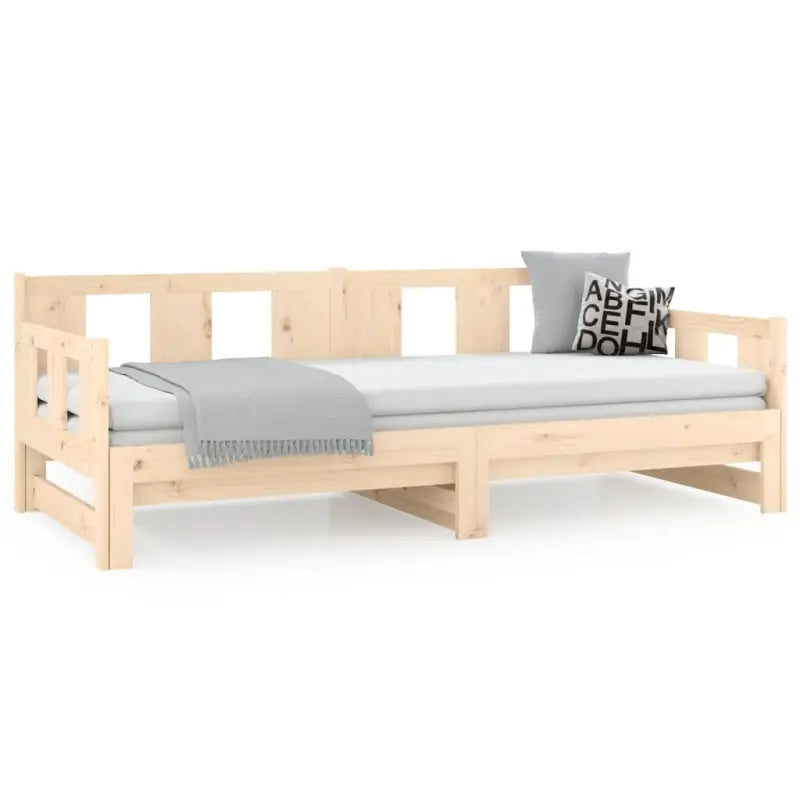 Multifunctionele slaapbank in massief Grenenhout met totale afmetingen - Bedden & bedframes