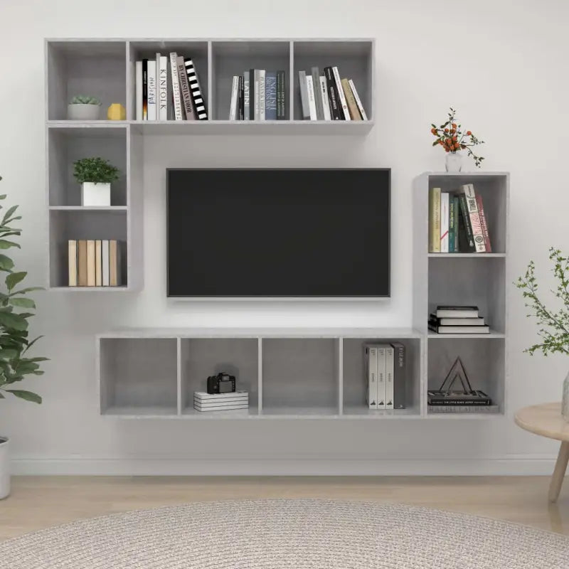 Muur Vast Tv Meubel met Opbergruimte - Betongrijs / 1 - Tv-meubels