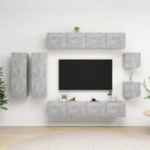 Muurbevestigde Tv-meubelset met opbergruimte - Betongrijs / 8 / 80 cm - Tv-meubels