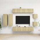 Muurbevestigde Tv-meubelset met opbergruimte - Sonoma eiken / 8 / 80 cm - Tv-meubels