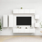 Muurbevestigde Tv-meubelset met opbergruimte - Wit / 8 / 80 cm - Tv-meubels