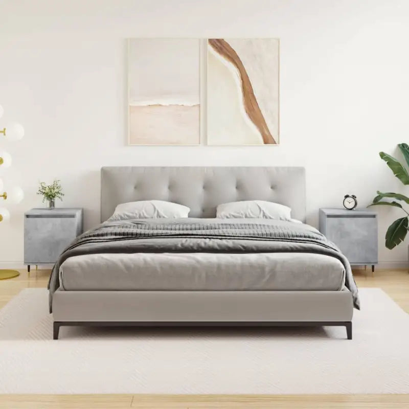 Nachtkastje in bewerkt hout met grijs Sonoma afwerking - Betongrijs / 2 - Nachtkastjes