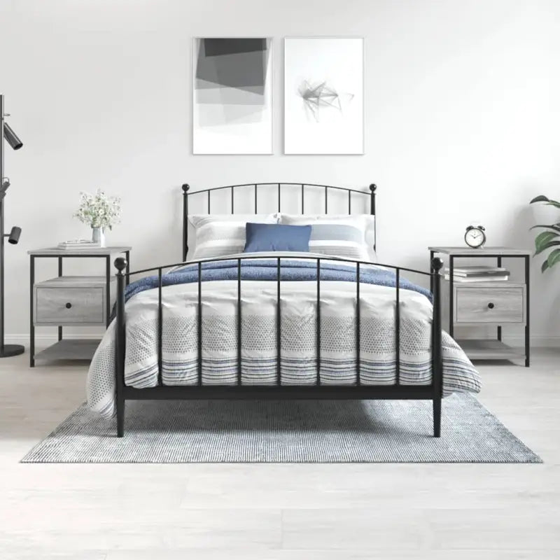 Nachtkastje in Grijs Sonoma Eiken met Verstelbare Poten - Grijs sonoma / 2 - Nachtkastjes