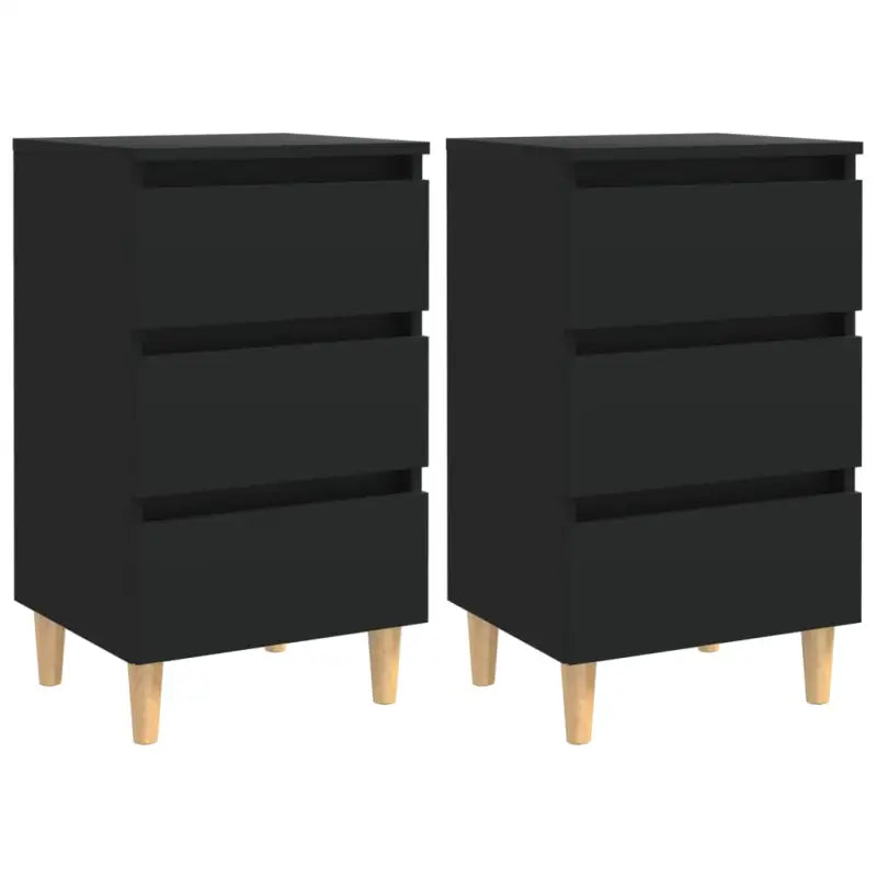 Nachtkastje in grijs sonoma met houten poten en Scandinavische charme - Zwart / 2 - Nachtkastjes
