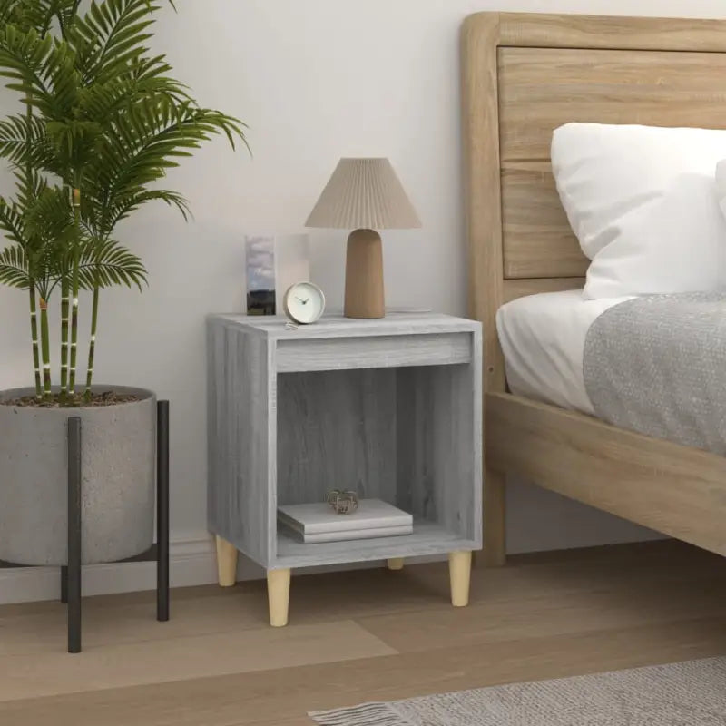 Nachtkastje met elegant ontwerp in bewerkt hout en hoogglans wit - Grijs sonoma / 1 - Nachtkastjes
