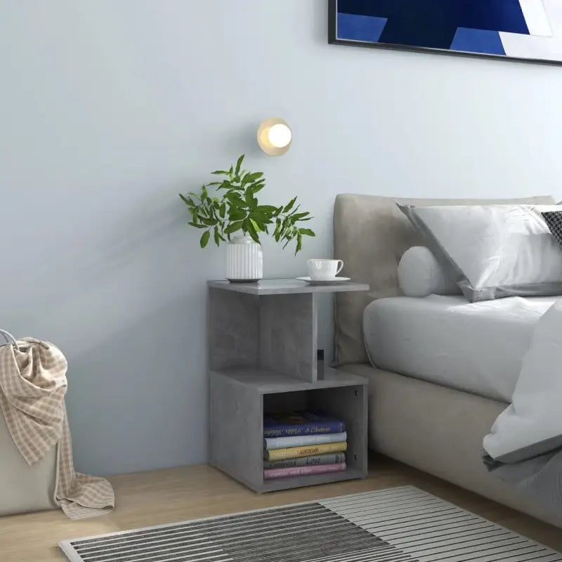 Nachtkastje met elegant ontwerp van bewerkt hout voor een tijdloze stijl - Betongrijs / 2 - Nachtkastjes