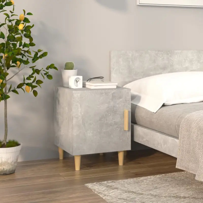 Nachtkastje met hoogglans wit bewerkt hout en elegant ontwerp - Betongrijs / 1 - Nachtkastjes