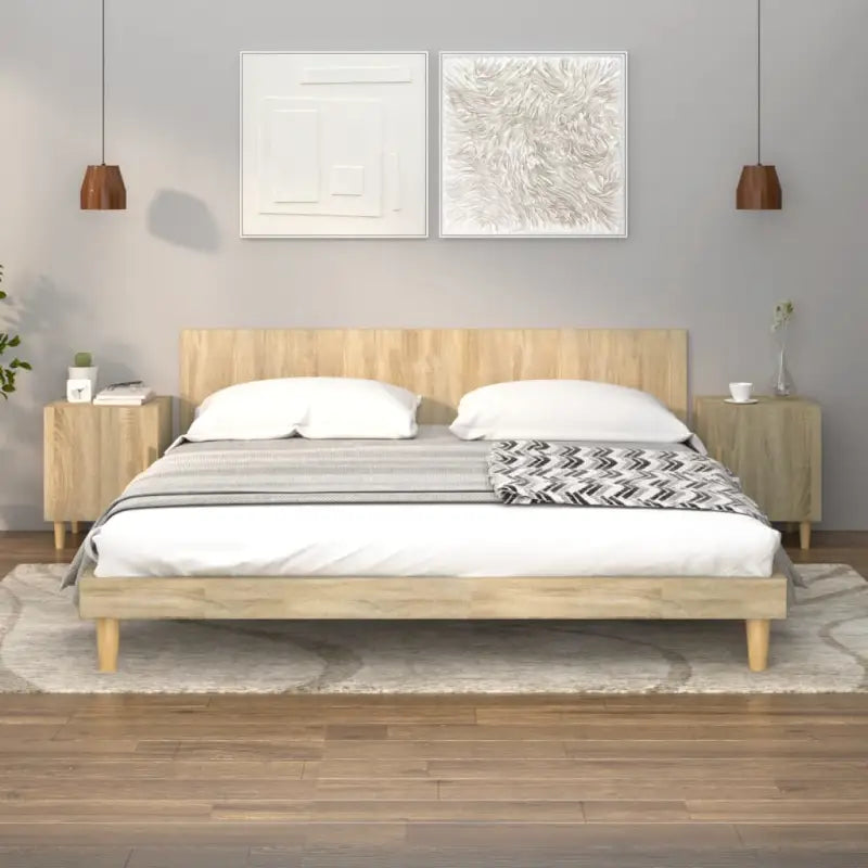 Nachtkastje met hoogglans wit bewerkt hout en elegant ontwerp - Sonoma eiken / 2 - Nachtkastjes