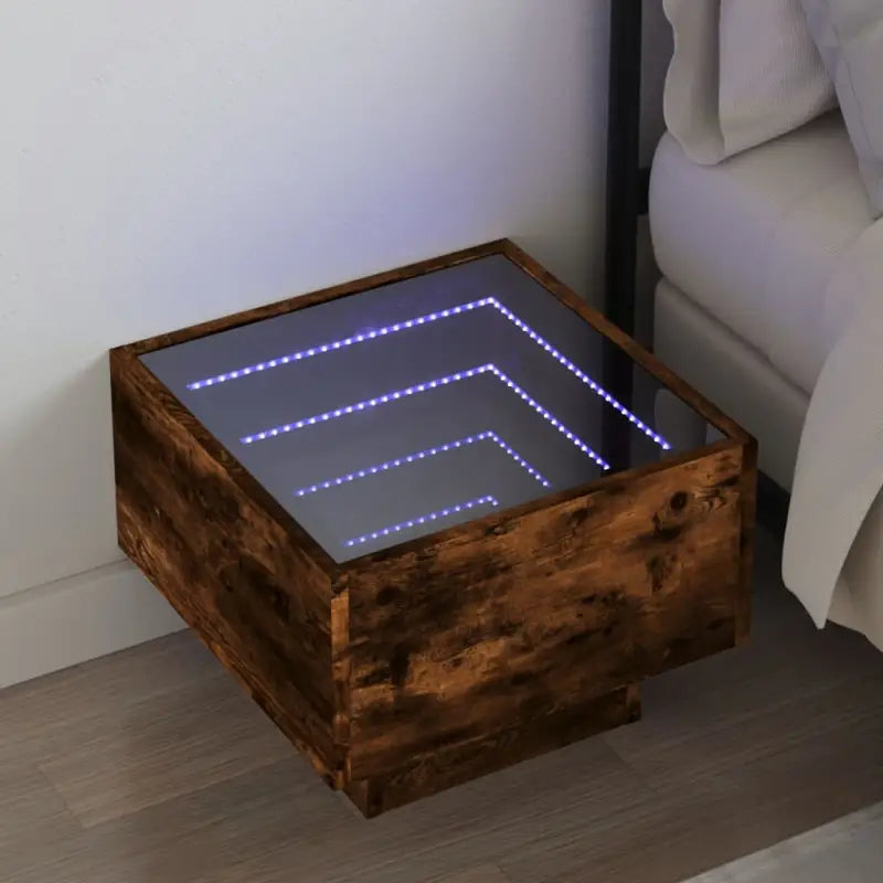 Nachtkastje met infinity LED en bewerkt hout voor een stijlvolle kamer - Nachtkastjes
