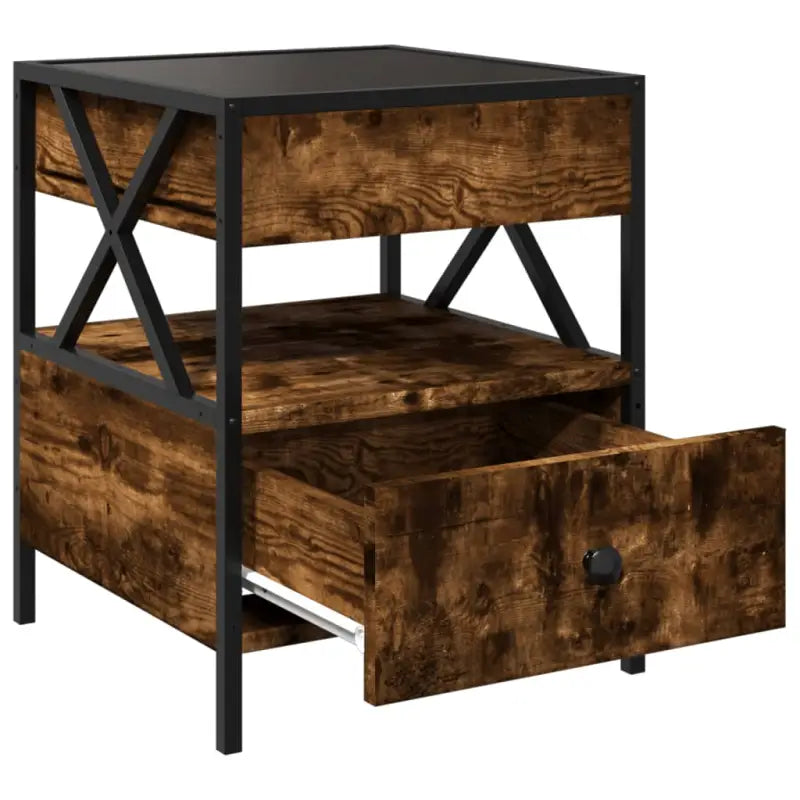 Nachtkastje met infinity LED-verlichting en bewerkt hout voor duurzaam Gebruik - Nachtkastjes