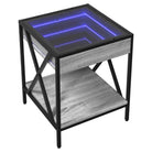 Nachtkastje met infinity LED verlichting in grijs sonoma eiken bewerkt hout - Nachtkastjes