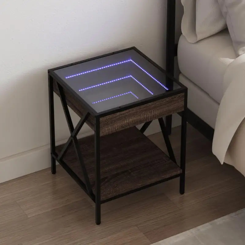 Nachtkastje met infinity LED verlichting in grijs sonoma eiken bewerkt hout - bruin eikenkleur / 1 - Nachtkastjes