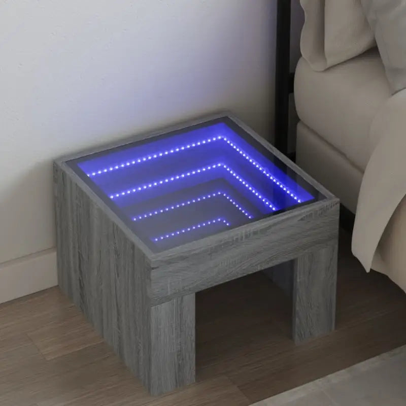 Nachtkastje met infinity LED-verlichting van bewerkt hout - Grijs sonoma / 1 - Nachtkastjes