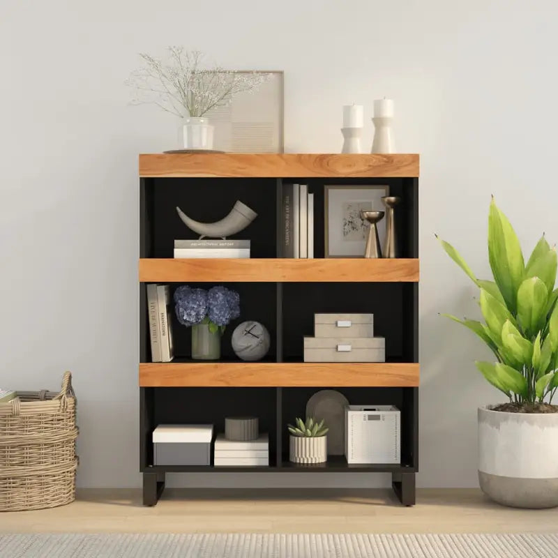 Nachtkastje met massief acaciahout en ijzeren poten voor een industriële uitstraling - Bruin / 1 - Nachtkastjes