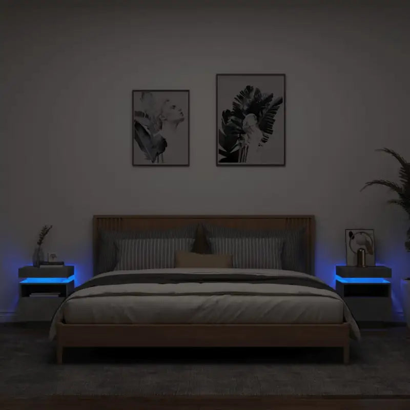 Nachtkastje met RGB LED-verlichting en duurzaam bewerkt hout - Betongrijs / 2 - Nachtkastjes
