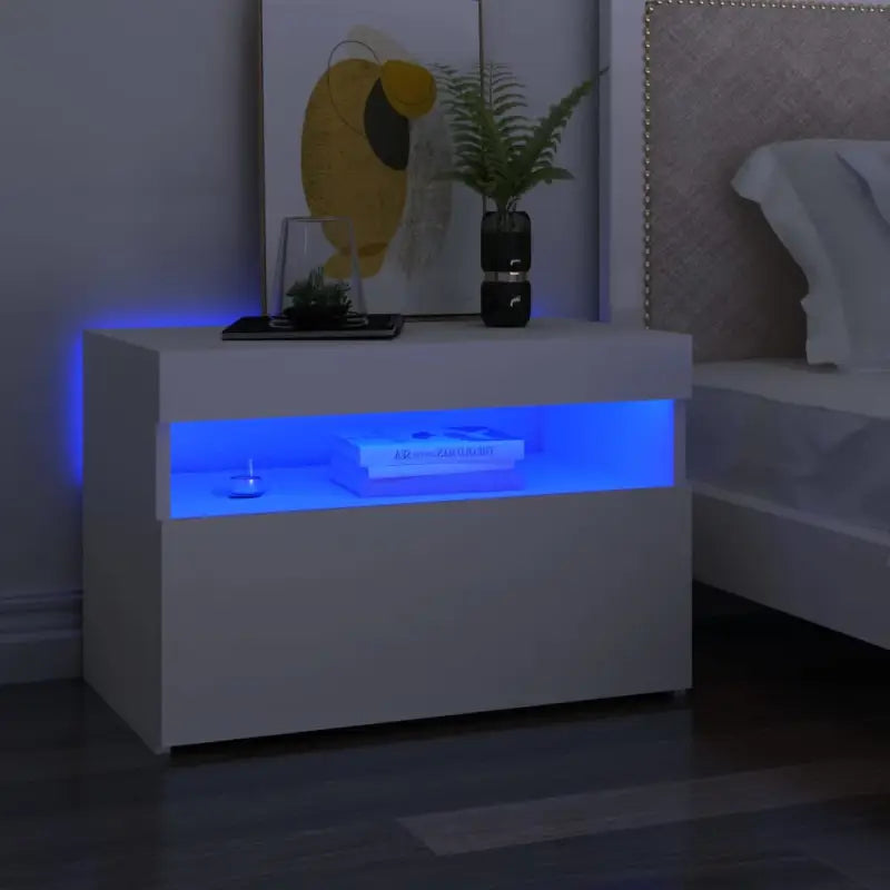 Nachtkastje met RGB LED-verlichting Hoogglans Wit voor modern interieur - Wit / 1 - Nachtkastjes