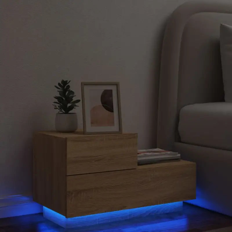 Nachtkastje met rgb led-verlichting in gerookt eiken hout - Sonoma eiken / 1 - Nachtkastjes