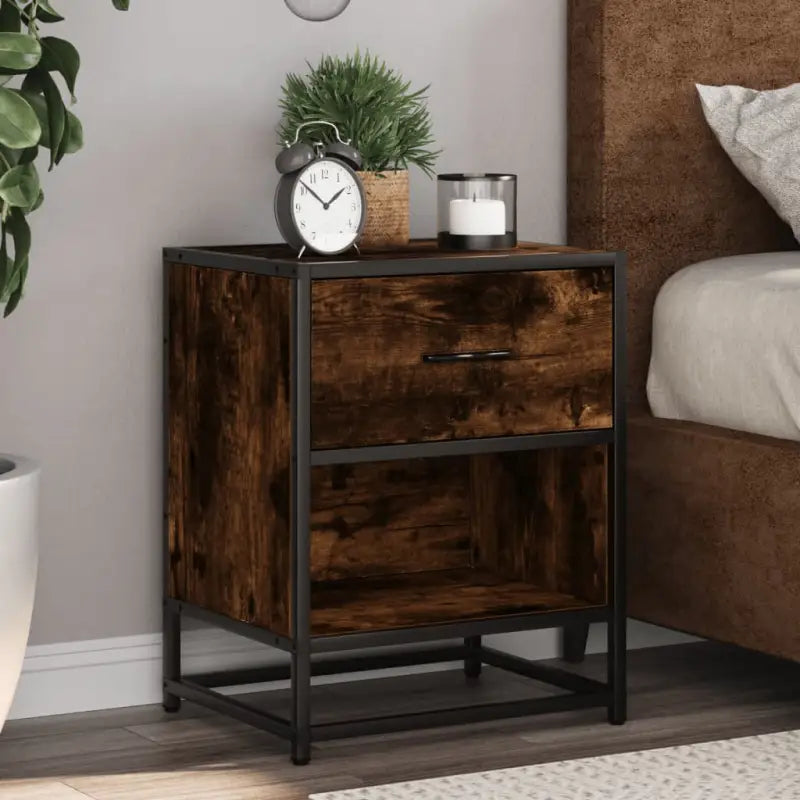 Nachtkastje met stevig tafelblad en bewerkt hout voor tijdloze charme - Gerookt eiken / 1 - Nachtkastjes