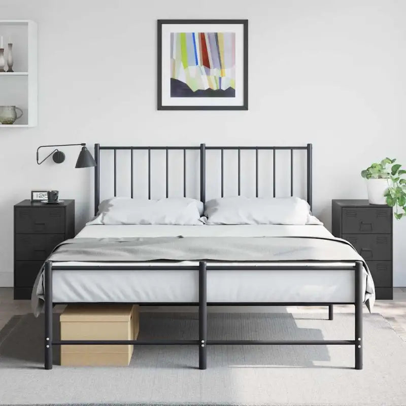 Nachtkastje met trendy ontwerp en stabiel koudgewalst staal frame - Zwart / 2 - Nachtkastjes