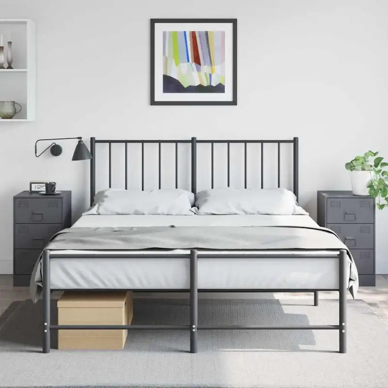 Nachtkastje met trendy ontwerp en stabiel koudgewalst staal frame - Antraciet / 2 - Nachtkastjes