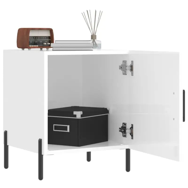 Nachtkastje van bewerkt hout in hoogglans wit voor moderne interieurs - Nachtkastjes