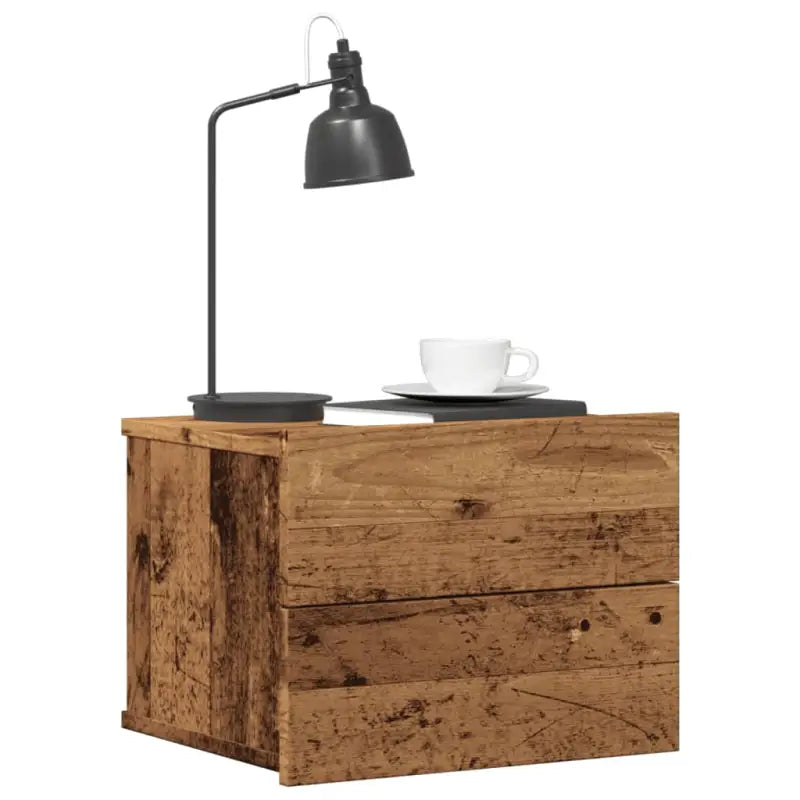 Nachtkastje van bewerkt hout met klassieke charme - Oud hout / 2 - Nachtkastjes