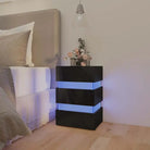 Nachtkastje van bewerkt hout met LED-verlichting voor gemak in de nacht - Hoogglans zwart / 1 - Nachtkastjes