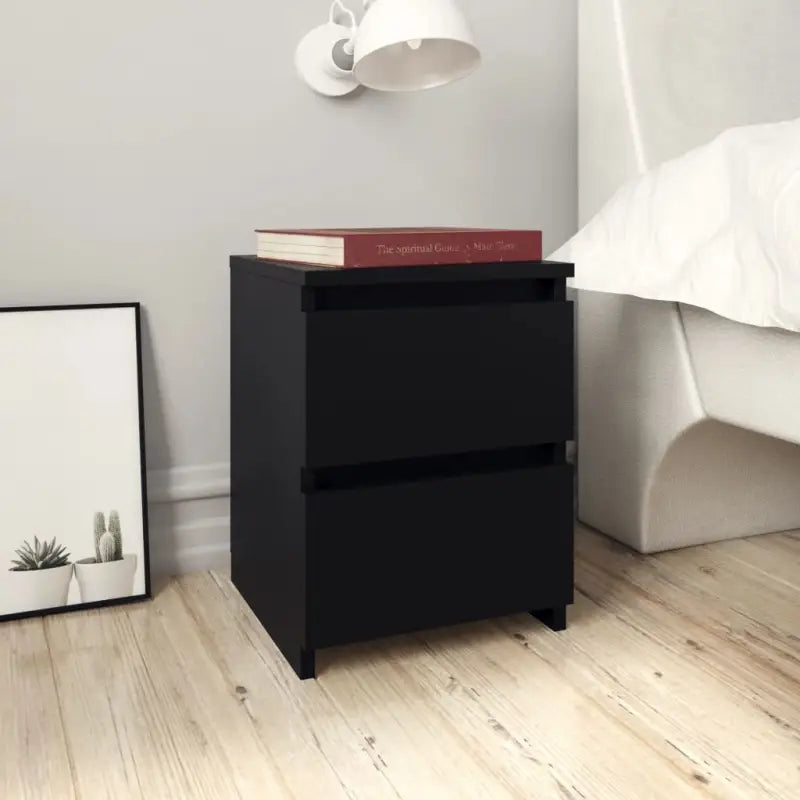 Nachtkastje van bewerkt hout met levering bevat voor klassieke charme - Zwart / 1 - Nachtkastjes