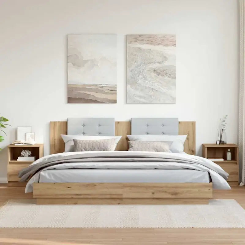 Nachtkastje van bewerkt hout met trendy en stevig ontwerp - artisanaal eikenkleurig / 2 - Nachtkastjes