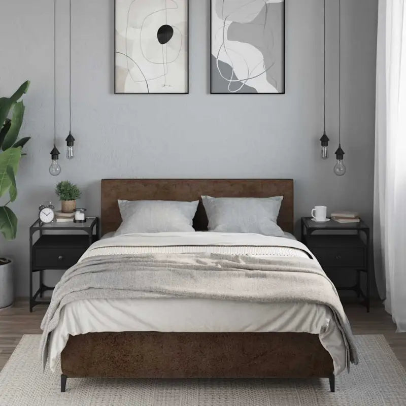 Nachtkastjes bewerkt hout met tijdloze charme voor woonkamer of slaapkamer - Zwart / 2 - Nachtkastjes