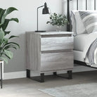 Nachtkastjes met bewerkt hout en metalen poten voor een strak interieur - Grijs sonoma / 1 - Nachtkastjes
