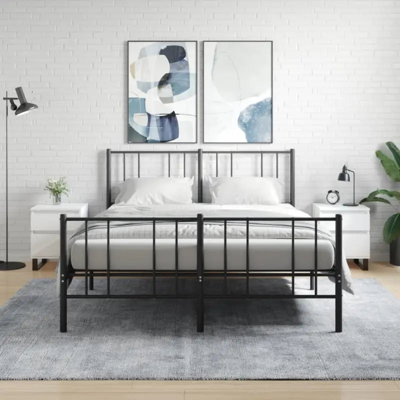 Nachtkastjes met bewerkt hout en metalen poten voor een strak interieur - Hoogglans wit / 2 - Nachtkastjes