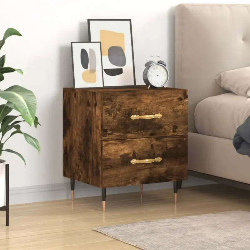 Nachtkastjes met bewerkt hout voor moderne en duurzame interieurstijl - Gerookt eiken / 1 - Nachtkastjes