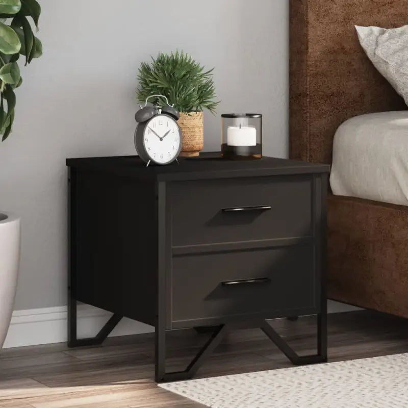 Nachtkastjes met metalen poten in grijs sonoma eiken design - Zwart / 2 - Nachtkastjes