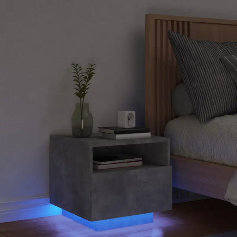 Nachtkastjes met rgb led-verlichting en duurzaam bewerkt hout - Betongrijs / 1 - Nachtkastjes