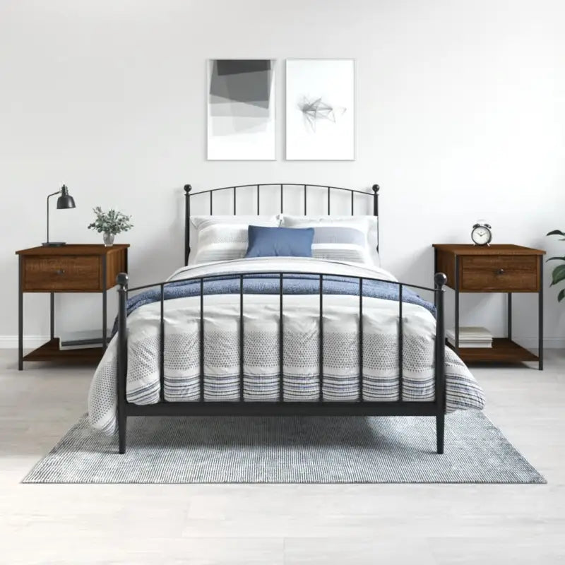 Nachtkastjes met verstelbare poten en bewerkt hout voor elegant interieur - bruin eikenkleur / 2 - Nachtkastjes