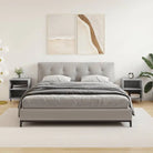 Nachtkastjes van bewerkt hout in hoogglans wit met elegant design - Betongrijs / 2 - Nachtkastjes