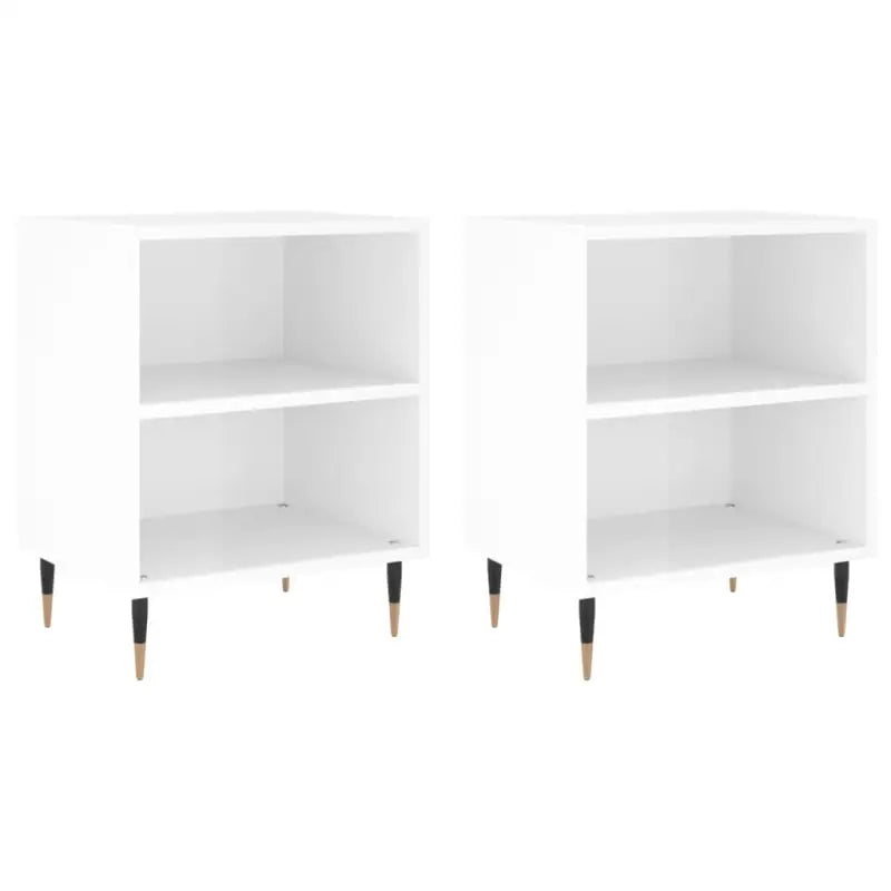 Nachtkastjes van bewerkt hout in hoogglans wit met elegant design - Nachtkastjes