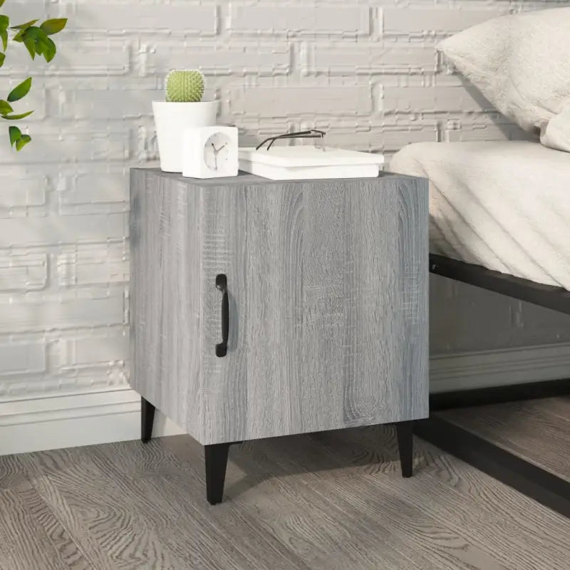 Nachtkastjes van bewerkt hout met elegant en tijdloos ontwerp - Grijs sonoma / 1 - Nachtkastjes