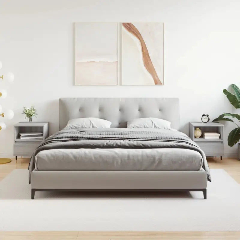 Nachtkastjes van bewerkt hout met metalen poten voor een elegante uitstraling - Grijs sonoma / 2 - Nachtkastjes