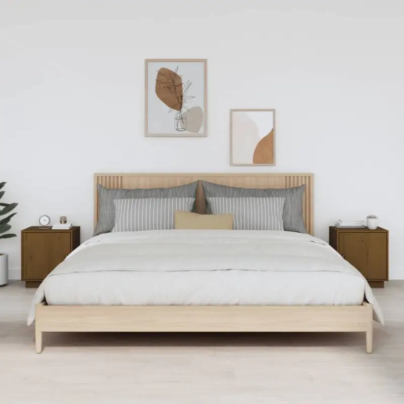 Nachtkastjes van massief Grenenhout voor decoratieve spullen - Honingbruin / 2 - Nachtkastjes