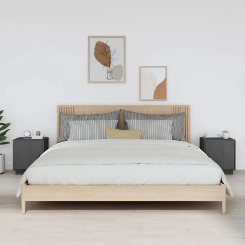 Nachtkastjes van massief Grenenhout voor decoratieve spullen - Grijs / 2 - Nachtkastjes