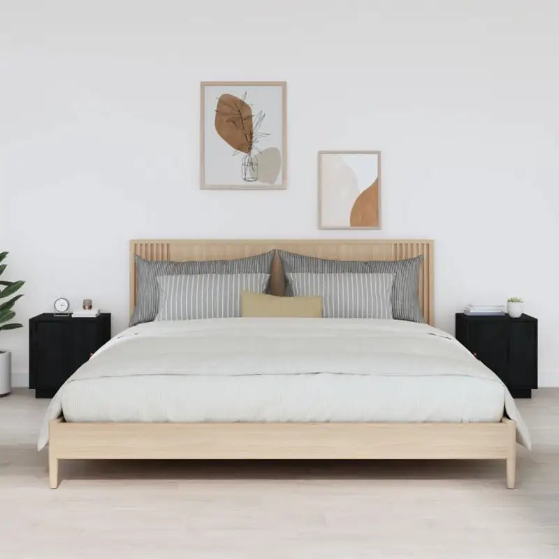 Nachtkastjes van massief Grenenhout voor decoratieve spullen - Zwart / 2 - Nachtkastjes